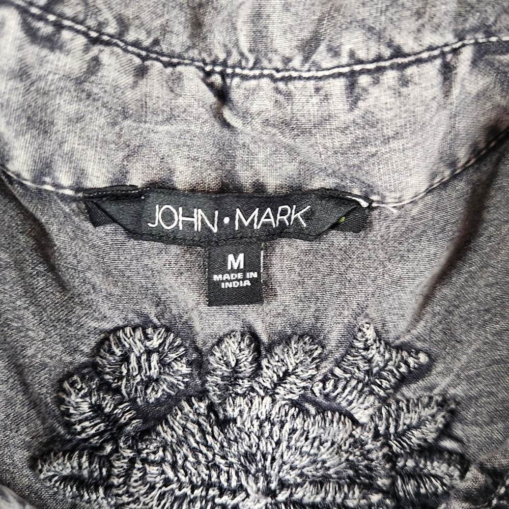 John Mark Embroidered Womens M Gray  Tiered Boho Peasant Blouse Whimsigoth - Picture 4 of 9